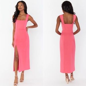 Show Me Your Mumu Eden Midi Dress Flamingo Pink Stretch XL